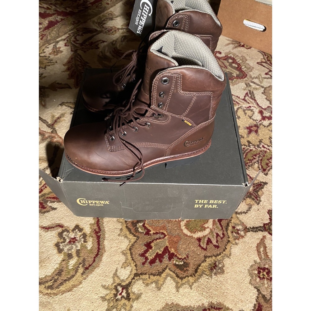 Men's Chippewa 73211 Logger Boots Size 9‎ EE Insulated Waterproof Brown New